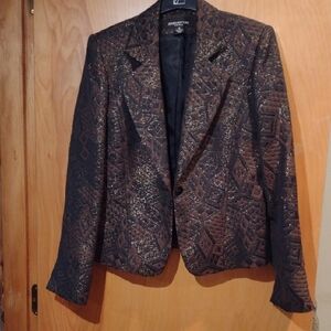 Vintage Jones New York Metallic Geometric Patterned Blazer